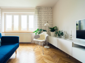 Salón con decoración nórdica